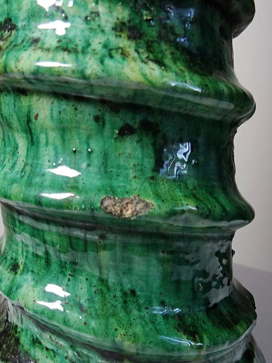 Large Tamegroute glazed terracotta Candle holder, Morocco, 1960s-1970s., Ceramic, Brown (photo 14 of 15)