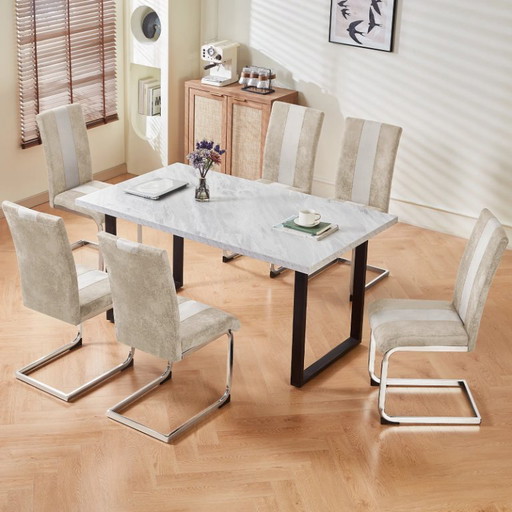 JYMTOM Dining Room Chairs Faux Leather Cantilever Swing Chairs Kitchen Chairs with High Backrest Chrome-Plated Metal Frame