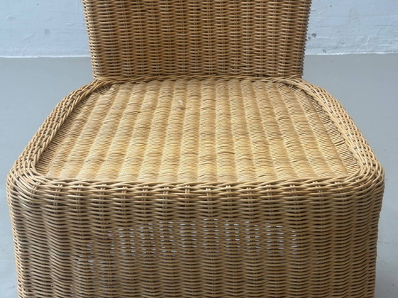 4 rattan wicker chairs with high backrests and metal legs, 1990s – Dining chairs (photo 5 of 8)