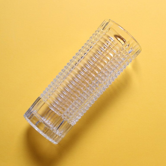 Image 1 of Mid-century Elegant Clear Pressed Glass Vintage Vase by Miloš Filip / Rosice / Czech Republic / 1957