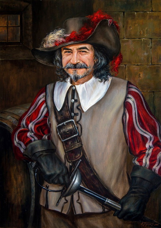 Original Oil Painting The Evening Ceases To Be Languid - Based On A. Dumas's "The Three Musketeers" – schilderijen tekeningen