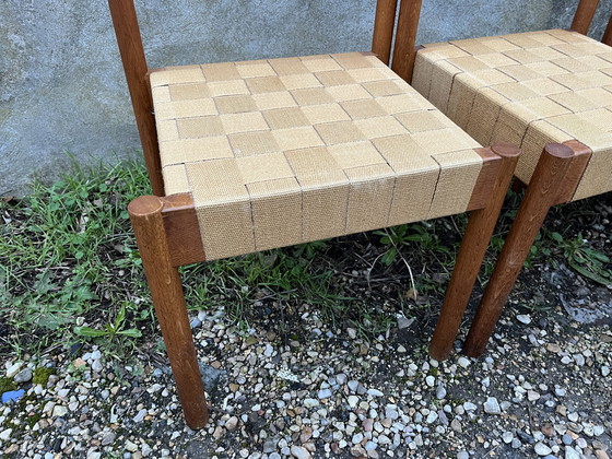 Image 1 of Scandinavian chairs in wood and webbing, 1960s design