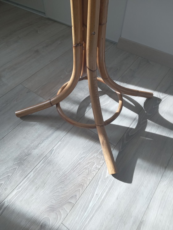 Image 1 of Garderobe im Boho-Stil aus Holz und geflochtenem Rattan