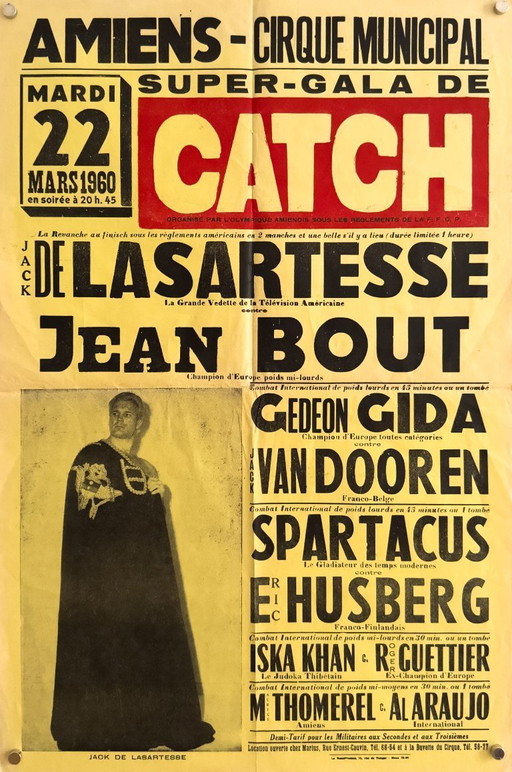 Affiche originale française de catch CATCH – Sérigraphie – 1960 – 60,00 × 39,50 cm