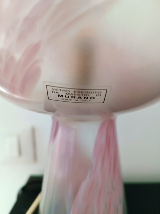 Image 1 of MURANO Vintage Pink Swirl Glass Table Lamp - Mid-Century - Made in Italy - Perfect