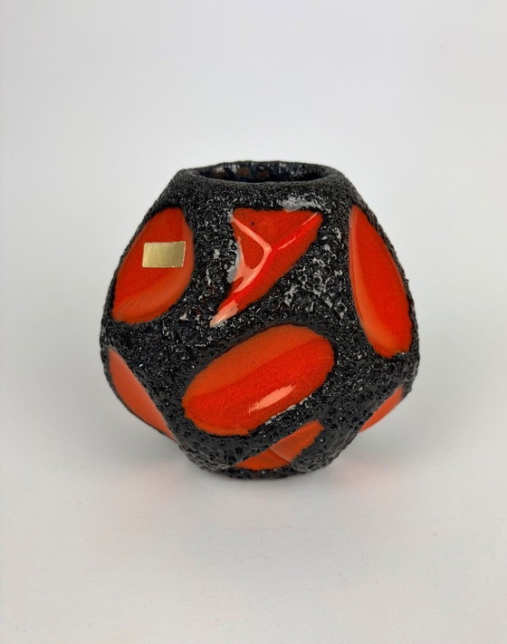 Image 1 of West Germany Roth 308 vase orange fatlava 
