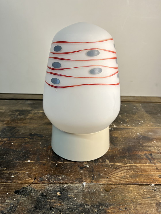 Image 1 of Vintage mid century opaal glazen plafond lamp 