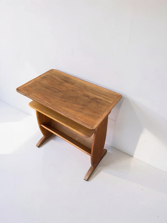 Image 1 of Vintage side table with teak top and magazine rack