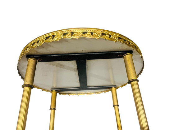 Image 1 of Vintage messing bijzettafeltjes plantentafeltjes met hout jaren 60