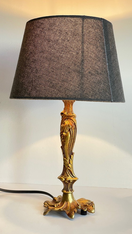 Image 1 of Vintage Bronze Lampe Mit Gold Patina