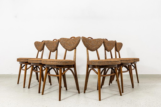 Set of 6 Dining Chairs No 124 by H&J Kurmanowicz, Poland, 1950s