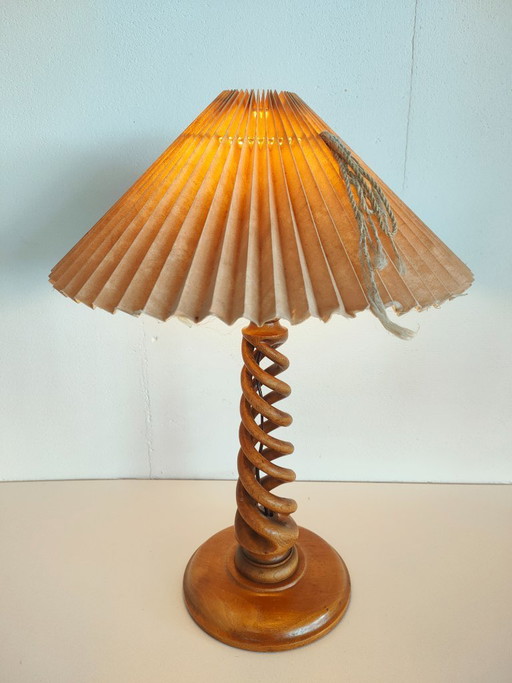 Vintage wooden Scandinavian sculpture table lamp