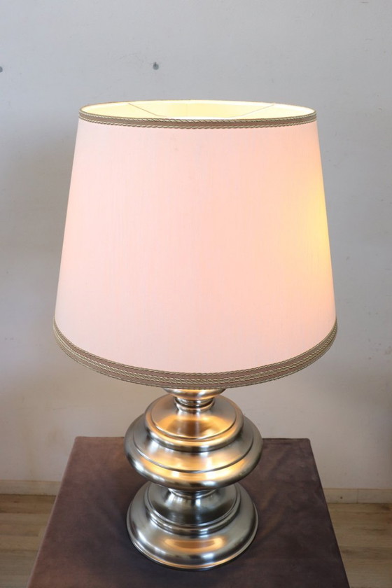 Image 1 of Large Table Lamp in Satin-Chrome Steel by Goffredo Reggiani, Italy 1970s