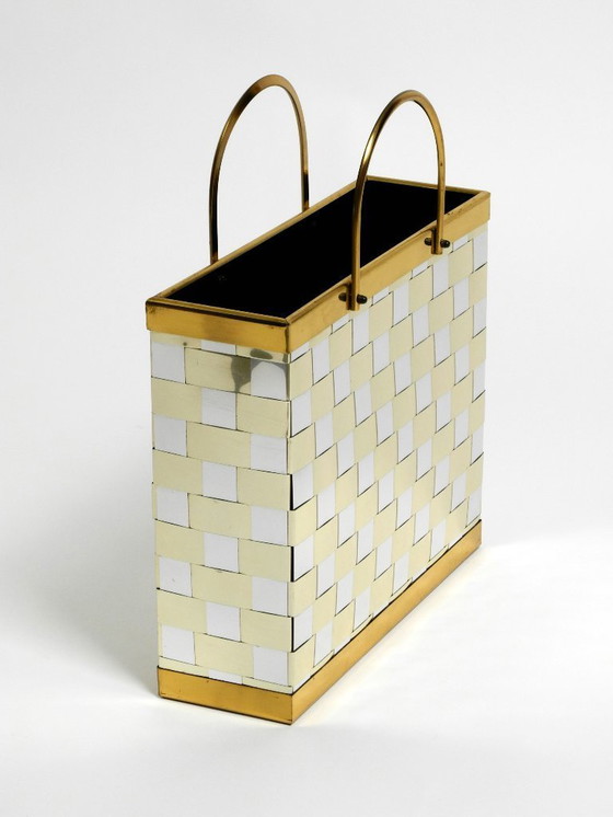 Image 1 of Stunning 1980s brass magazine rack in Hollywood Regency design