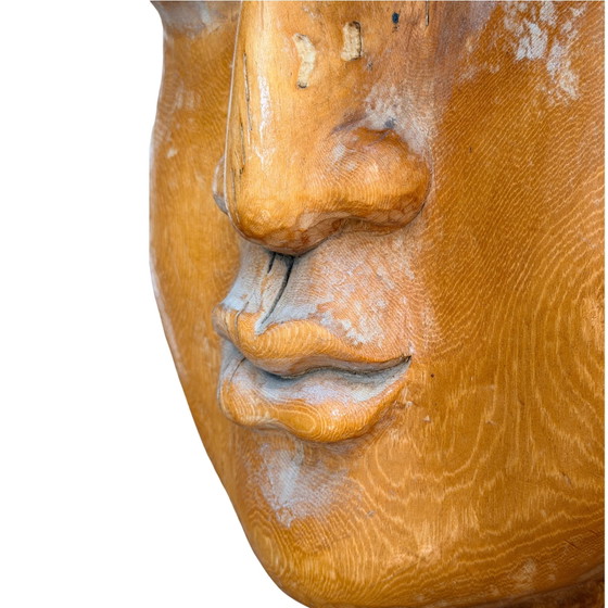 Monumentale Vintage Kwan Yin Muur Beeldhouwkunst – Brutalistisch Houtsnijwerk ca. 1970–1990 – 159 cm – Wood (photo 8 of 11)
