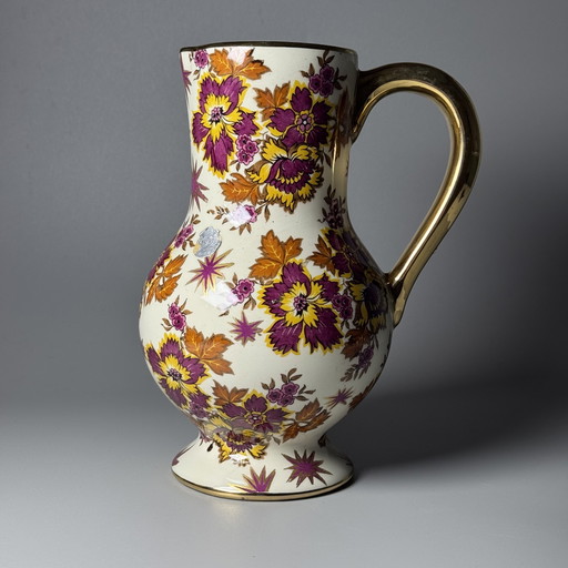 Boch Frères La Louvière Keralux Faience Pitcher by Raymond Chevalier, Belgian Art Deco, 1930s