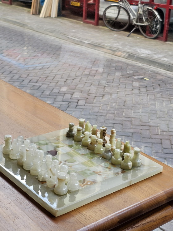 Image 1 of Vintage Onyx Chess Set Chessboard Chess Set Marble