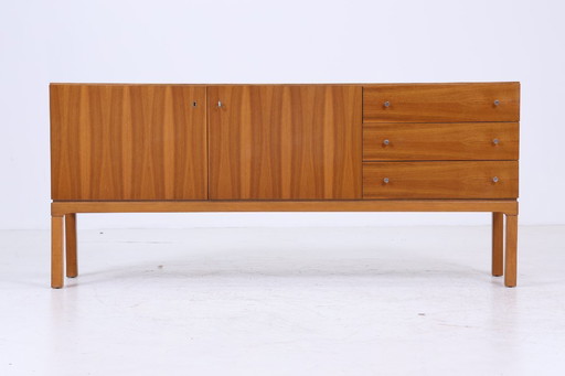 Vintage walnut pallet sideboard 60s | Mid - Century TV board with compartments & drawers retro wood storage #06-40
