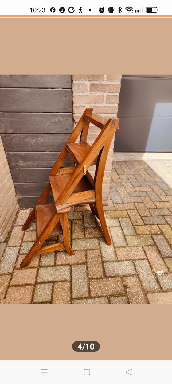 Image 1 of Wooden library step stool / chair