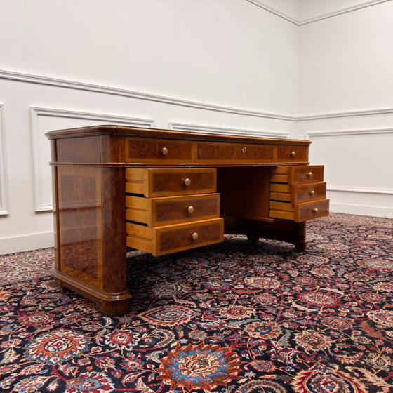 Antique Classic Italian Desk with Back Panel – Wood, Brass (photo 16 of 20)