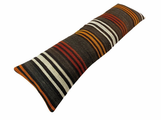 Image 1 of Funda de cojín única con diseño de kilim y alfombra – 120 x 40 cm