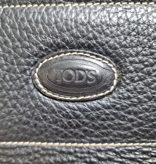 TOD'S Girelli handbag black full-grain leather good condition