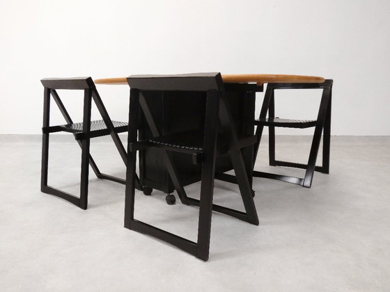 Image 1 of  4 Trieste folding chairs with storrage table - Aldo Jacober for A. Bazzani 