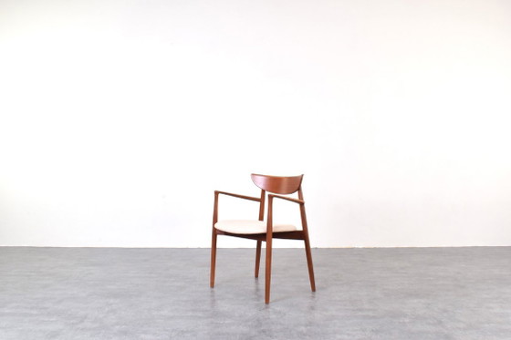 Mid-Century Teak Armchair by Harry Østergaard for Randers Møbelfabrik, 1960s – Dining chairs, Wood, Wool (photo 2 of 12)