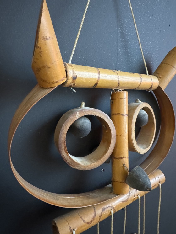 Image 1 of Vintage Bamboo Owl Wind Chime