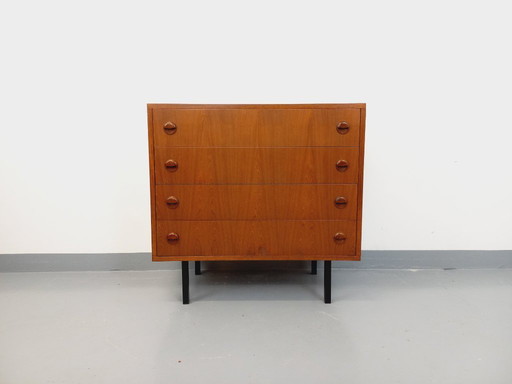 Commode vintage style scandinave en teck et métal noir des années 60