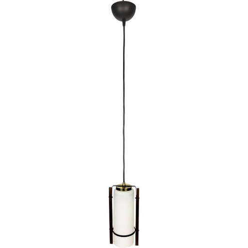Lampada a sospensione vintage in vetro e metallo laccato di Arlus, 1960