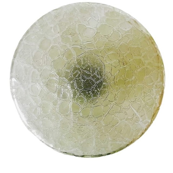 Image 1 of Antieke Art Deco Plafondlamp Groen Craquelé Glas plafonnière 1920's