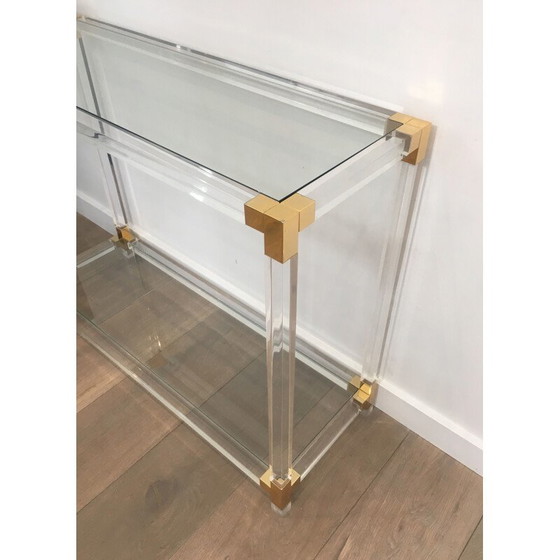 Image 1 of Vintage console in Plexiglass and golden corners 1970