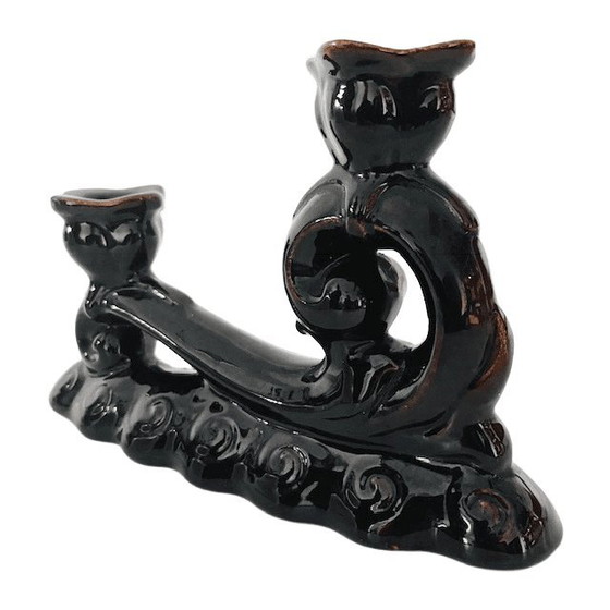 Image 1 of Candeliere vintage in ceramica color cioccolato, anni '50