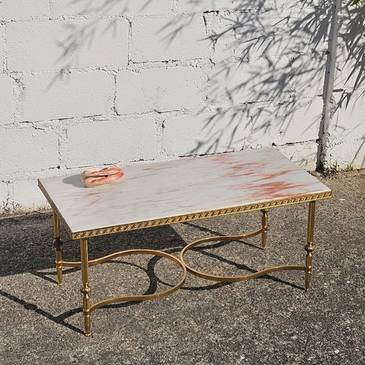  French vintage Marble Coffee Table-Cocktail Table-Lounge Table-Hollywood Regency Style-70s