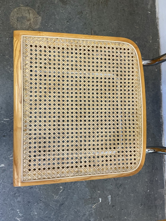 1 x Vintage Cesca stoel, Eetkamerstoelen, Chroom, Hout, Zilver (foto 8 van 15)