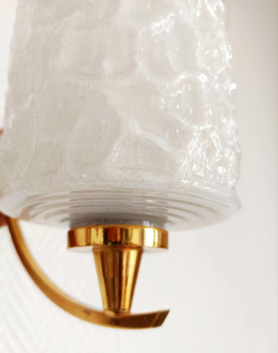 Image 1 of 2x Wandleuchten 1950 Arlus-Stil aus Granitglas