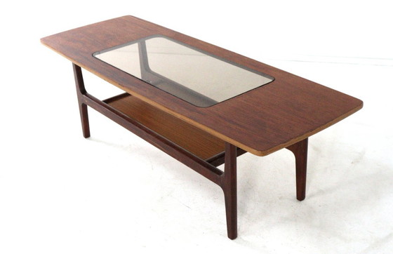 Image 1 of Vintage coffee table with glass and magazine rack 'Bristol'