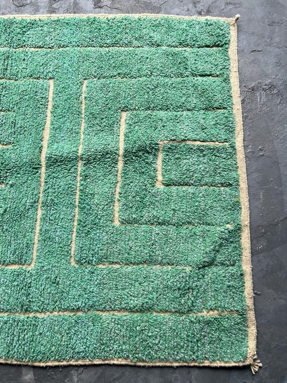 Tapis En Laine Traditionnelle Artisanale Fait Main Vert 1,5-2,5 M – Alberto Bazzani, Wool (photo 6 of 7)