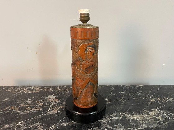 Japanese Carved Bamboo Samurai Lamp Base, Mid-20th Century. Ref.: TL2003 – Table lamps (photo 3 of 6)