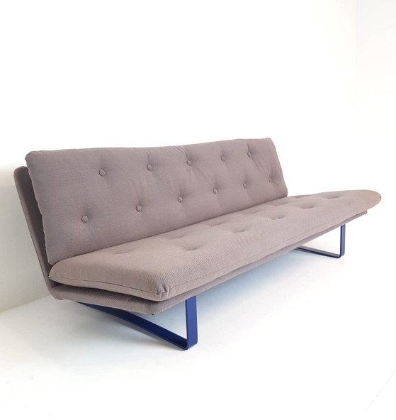 Artifort C684 Kho Liang Le Bank Blauw Bruin – 3-5 zitsbanken, Metal, Textile, Vintage (photo 5 of 14)