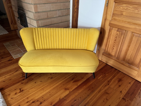 Mid-Century Gele Fluweel Bankstel, jaren 50 – Mid Century Modern (photo 4 of 10)