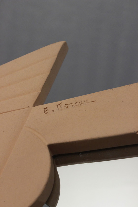 Image 1 of Eglantine Moreau - Specchio in ceramica vintage, design postmoderno Memphis, anni '90