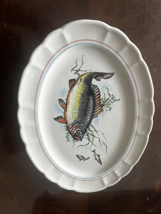 Image 1 of Plat à Poisson Vintage en Céramique " Ceramica Castellana " 36/27 cm