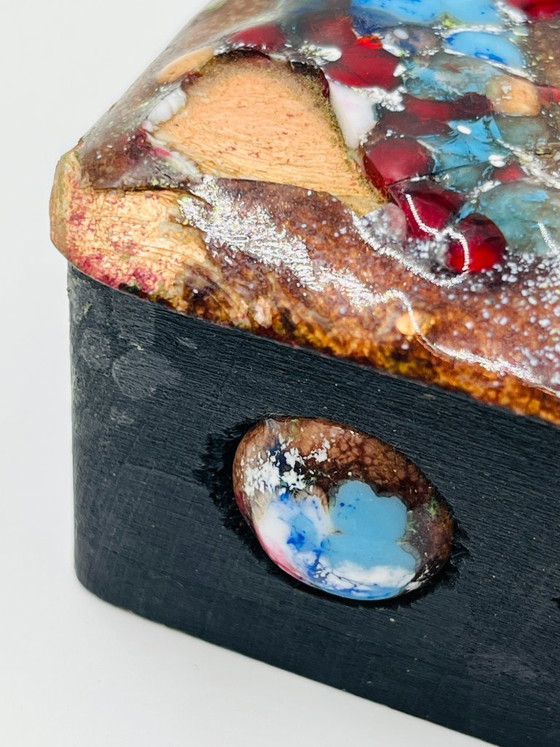 Image 1 of Vintage Enamel on Copper Box Capo Esmaltes Spain 1970