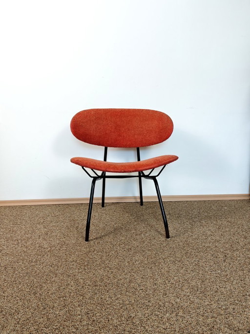 Gastone Rinaldi Chair / Mid Century Modern Italian Design Lounge chair / 1960s Wire Easy Chair / Orange Boucle Retro Furniture