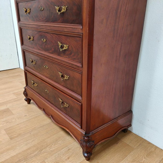 Antike Kommode Semainier mit Marmorplatte, Kommoden, Holz, Braun, Klassiek (Foto 5 von 15)