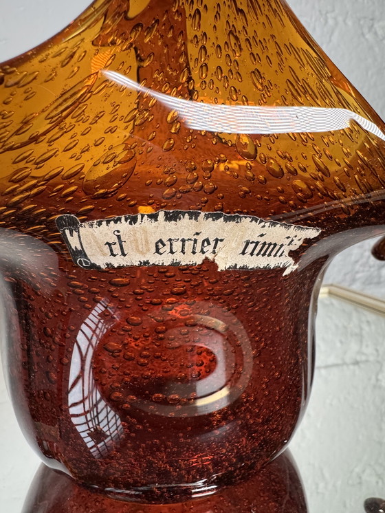 Image 1 of Taschenentleerer aus bernsteinfarbenem Blasenglas aus den 60er Jahren