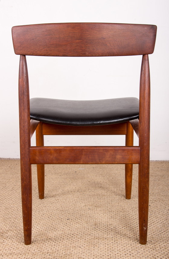 Image 1 of Set of 4 Danish Teak Chairs in Black Skaï by P.E. Jorgensen for Farso Stolefabrik 1960