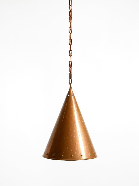 Image 1 of 1960s cone pendant lamp in copper by TH. VALENTINER Copenhagen, Made in Denmark